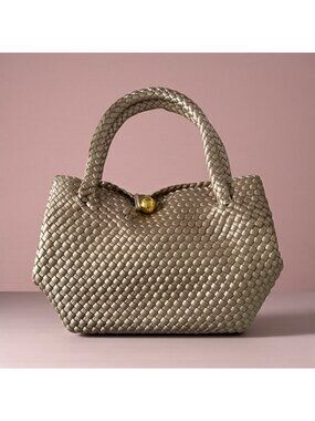 BC BAGS Gold Woven Satchel Handbag w/ Dustbag